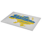 Ukrainische Typografie und Weizenohr auf ukrainisc Schneidebrett (Ecke)