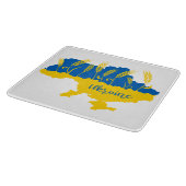 Ukrainische Typografie und Weizenohr auf ukrainisc Schneidebrett (Ecke)