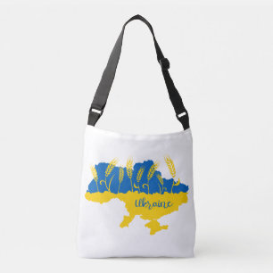 Ukrainische Typografie und Weizenohr auf ukrainisc Tragetaschen Mit Langen Trägern