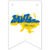 Ukrainische Typografie und Weizenohr auf ukrainisc Wimpelkette (Dritte Fahne)