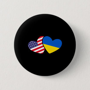 Ukrainische Ukraine 2 Herz Flagge Ich stehe mit de Button