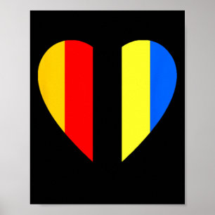 Ukrainische und deutsche Flagge im Herzen der Ukra Poster