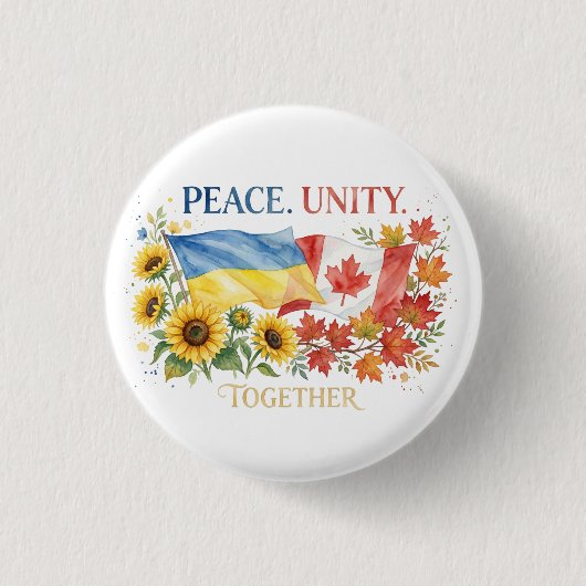 Ukrainische und kanadische Unterstützung. Frieden. Button (Vorderseite)