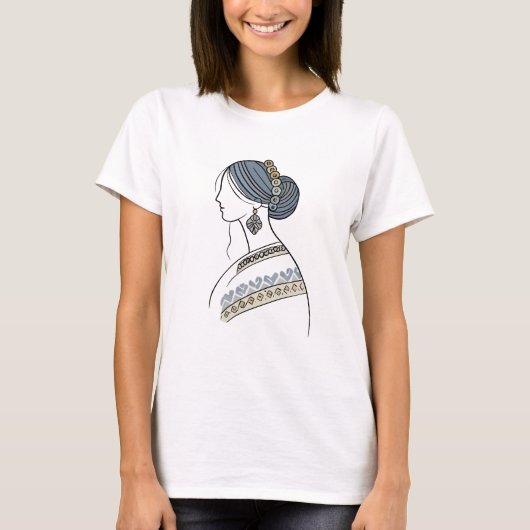 Ukrainische Volksfrau | Line Art T - Shirt (Vorderseite)