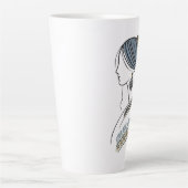 Ukrainische Volkskunst Latte Tasse | Elegante Lini (Vorderseite)