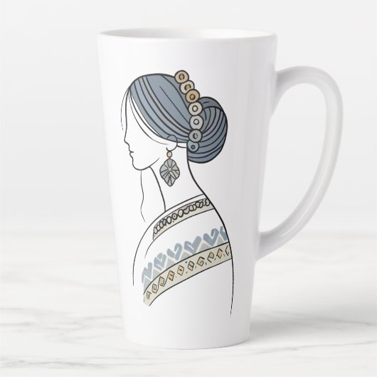 Ukrainische Volkskunst Latte Tasse | Elegante Lini (Rechts)