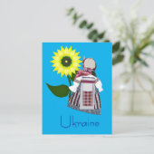 Ukrainische Volkspuppe mit Sonnenblume, Motanka. Postkarte (Stehend Vorderseite)