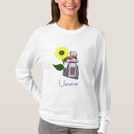 Ukrainische Volkspuppe mit Sonnenblume, Motanka. T-Shirt (Vorderseite)