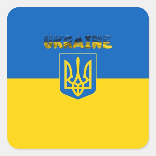 Ukrainische Wappen Quadratischer Aufkleber (Vorderseite)