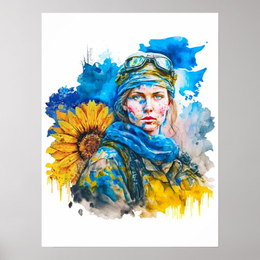 Ukrainische Warriorin Soldier Poster (Vorne)