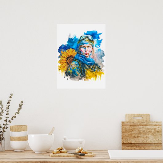 Ukrainische Warriorin Soldier Poster (Küche)