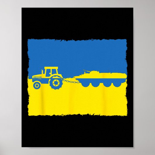 Ukrainischer Bauer klaut russischem Panzer mit Tra Poster (Vorne)