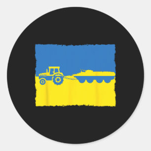 Ukrainischer Bauer stiehlt russischen Panzer mit T Runder Aufkleber