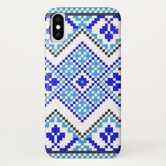 Ukrainischer blauer Geo-Stickerei iPhone Case-Mate iPhone Hülle (Rückseite)