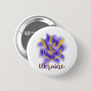 Ukrainischer Dreizack aus Weizenähre Button