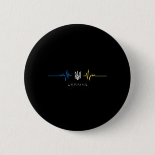 Ukrainischer Dreizack-Flagge Herzschlag - Ich steh Button