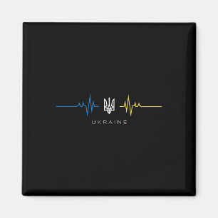 Ukrainischer Dreizack-Flagge Herzschlag - Ich steh Magnet