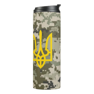Ukrainischer Dreizack Militär-Tarnmütze  Thermosbecher