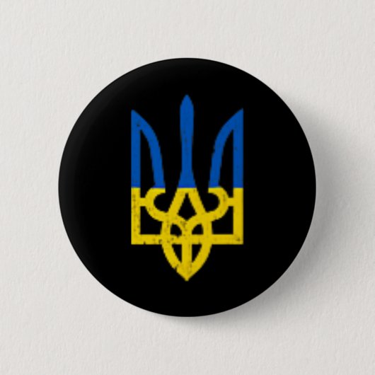 Ukrainischer Dreizack-Symbol - Ukraine-Flagge Unte Button (Vorderseite)