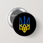 Ukrainischer Dreizack-Symbol - Ukraine-Flagge Unte Button (Vorne & Hinten)