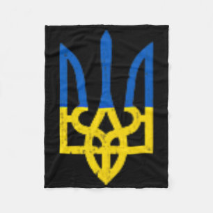 Ukrainischer Dreizack-Symbol - Ukraine-Flagge Unte Fleecedecke