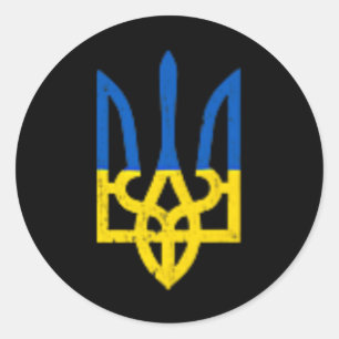 Ukrainischer Dreizack-Symbol - Ukraine-Flagge Unte Runder Aufkleber