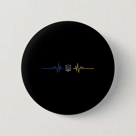 Ukrainischer Dreizack Ukraine-Flagge - Ich stehe h Button (Vorderseite)