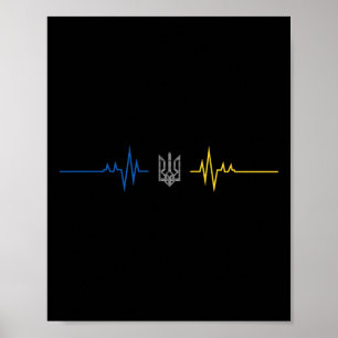 Ukrainischer Dreizack Ukraine-Flagge - Ich stehe m Poster
