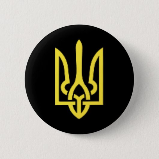 Ukrainischer Dreizack - Ukraine Tryzub Symbol Button (Vorderseite)