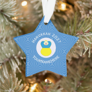 Ukrainischer Engel Hanukkah-Flagge Personalisierte Ornament