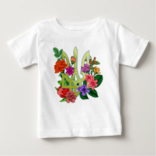 Ukrainischer Heraldik-Dreizack Tryzub blühende Blu Baby T-shirt