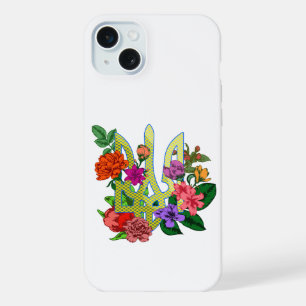 Ukrainischer Heraldik-Dreizack Tryzub blühende Blu iPhone 15 Plus Hülle