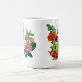 Ukrainischer Heraldik-Dreizack Tryzub blühende Blu Kaffeetasse (Mittel)