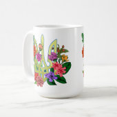 Ukrainischer Heraldik-Dreizack Tryzub blühende Blu Kaffeetasse (Vorderseite Links)