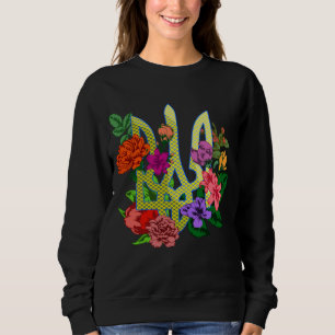 Ukrainischer Heraldik-Dreizack Tryzub blühende Blu Sweatshirt