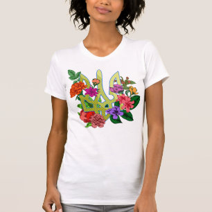 Ukrainischer Heraldik-Dreizack Tryzub blühende Blu T-Shirt
