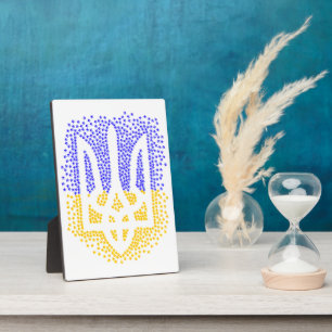 Ukrainischer Heraldik-Dreizack Tryzub Streuung Ste Fotoplatte