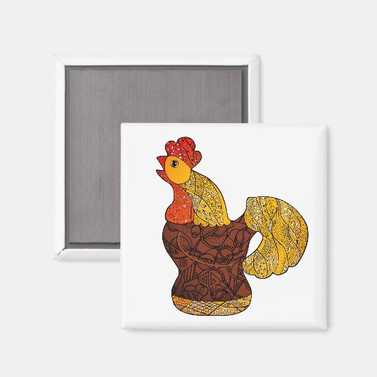 Ukrainischer Keramikhahn  Magnet (Vorderseite/Rückseite)