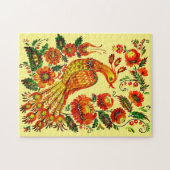 Ukrainischer Kunstvogel und Blume Petrykiwka Maler Puzzle (Horizontal)