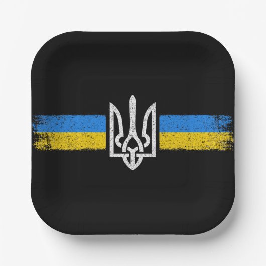 ukrainischer Präsident - ukrainisches Flaggensymbo Pappteller (Vorderseite)