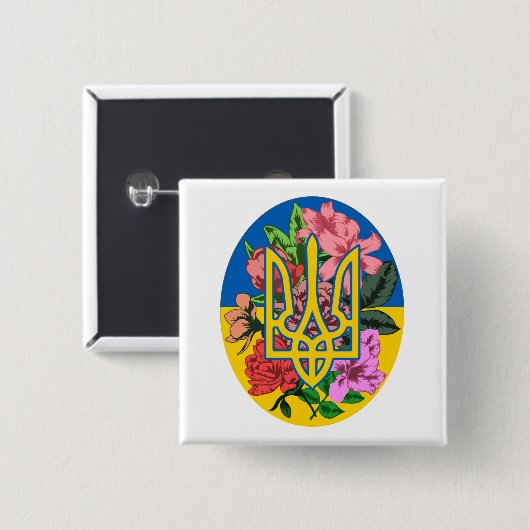 ukrainischer Präsident und ukrainische Flagge mit  Button (Vorne & Hinten)