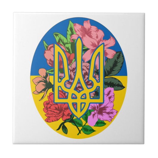 ukrainischer Präsident und ukrainische Flagge mit Fliese (Vorderseite)