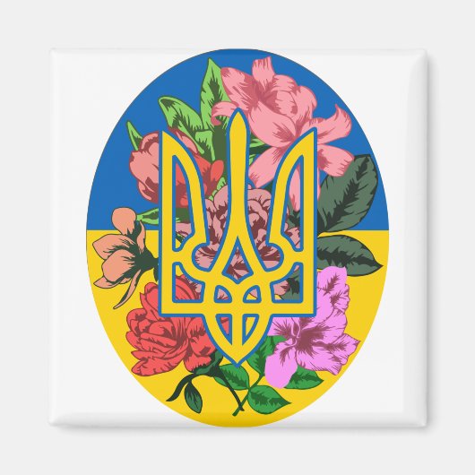 ukrainischer Präsident und ukrainische Flagge mit Magnet (Vorne)