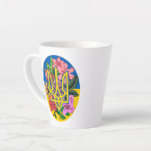 ukrainischer Präsident und ukrainische Flagge mit  Milchtasse (Linke Ecke)