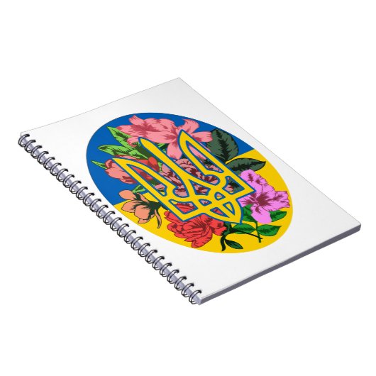 ukrainischer Präsident und ukrainische Flagge mit Notizblock (Rechte Seite)