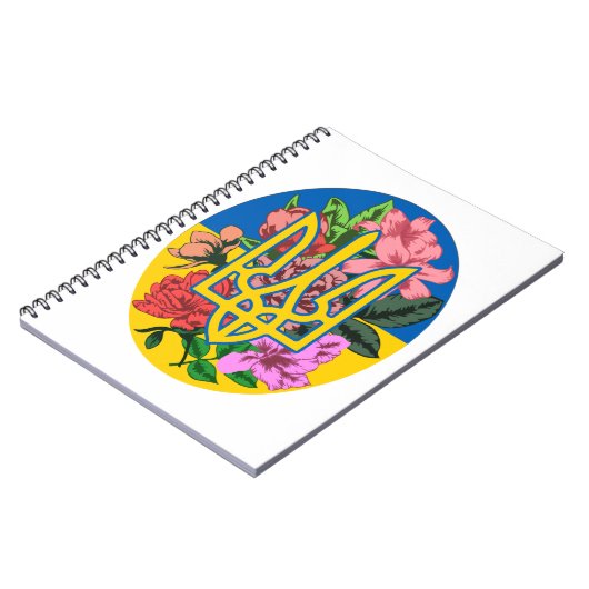 ukrainischer Präsident und ukrainische Flagge mit  Notizblock (Linke Seite)