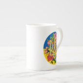 ukrainischer Präsident und ukrainische Flagge mit  Porzellantasse (Vorderseite Rechts)