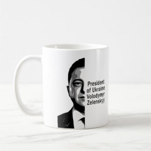 Ukrainischer Präsident Zelenskyy Halbporträt B&W K Kaffeetasse