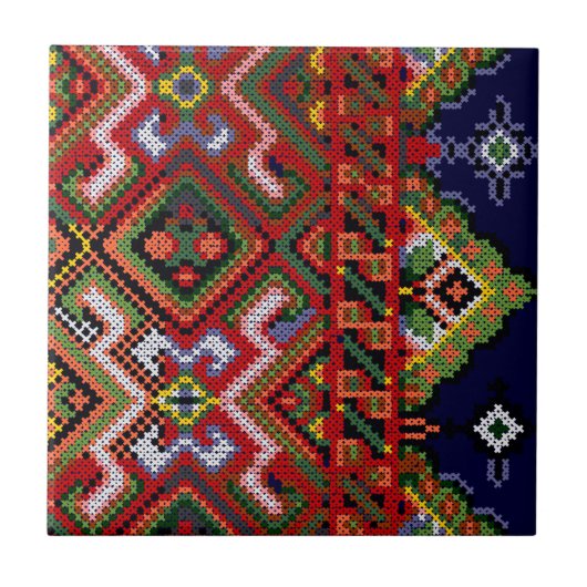 Ukrainischer Querstich gestickte Keramik-Fliese Fliese (Vorderseite)