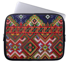 Ukrainischer Querstich Stickerei Zippered Neopren Laptopschutzhülle